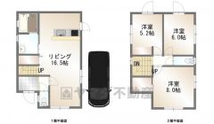 土地面積：114.96m2、建物面積84.46㎡ 3ＬＤＫ。