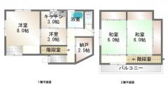 土地面積130㎡、建物面積82㎡、2階建