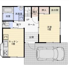 土地面積65.68㎡、建物面積69.55㎡、4DK