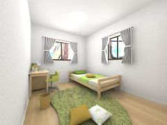 お子様の部屋、2面窓があるのでたっぷり光が入ってきますね。