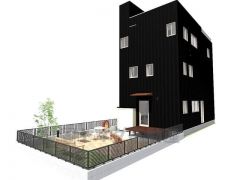 建物裏側に庭スペースあり。BBQやペット好きな方にもオススメです。